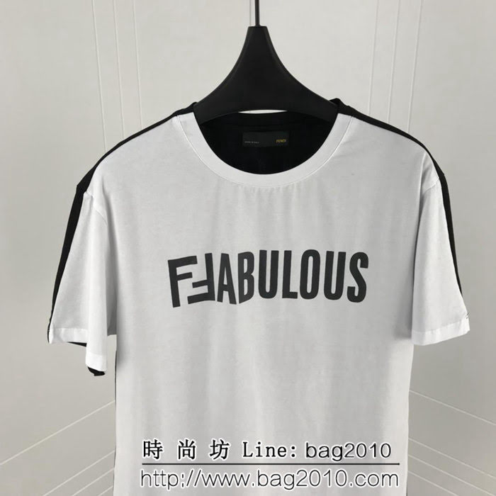 FENDI芬迪 走秀款 官網同步 19春夏FF系列 前後拼色新款短袖 男女同款 ydi1377